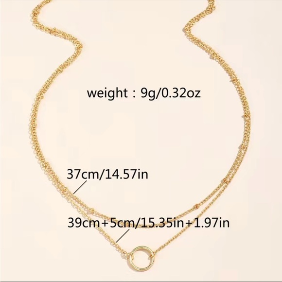 NWT - 1 left! - Connected Layered Necklace with a Chain & Circle Chain - Gold - Picture 5 of 6